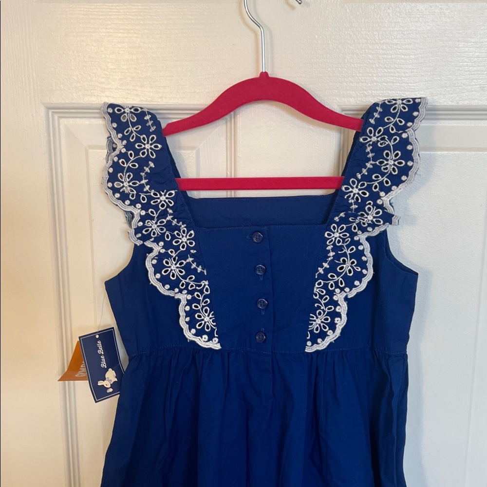 NEW Gymboree Blue Belle Royal Blue Dress with White Detailing - Picture 10 of 11